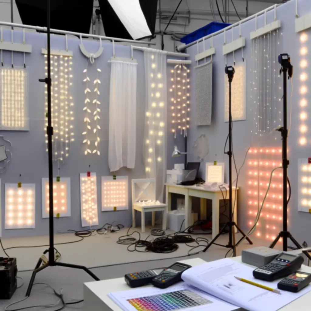 Studio LightVinee z testową ekspozycją girland i kurtyn LED