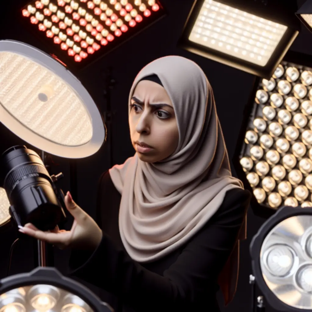 Fotograf oceniający temperaturę barwową oświetlenia w studiu