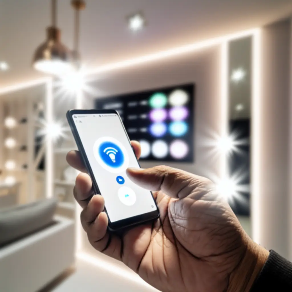 Panel sterowania inteligentnym oświetleniem LED na smartfonie