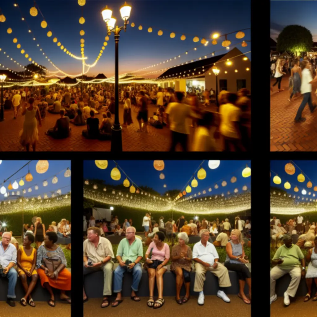 Instalacja świetlna LightVinee podczas lokalnego wydarzenia społecznego.